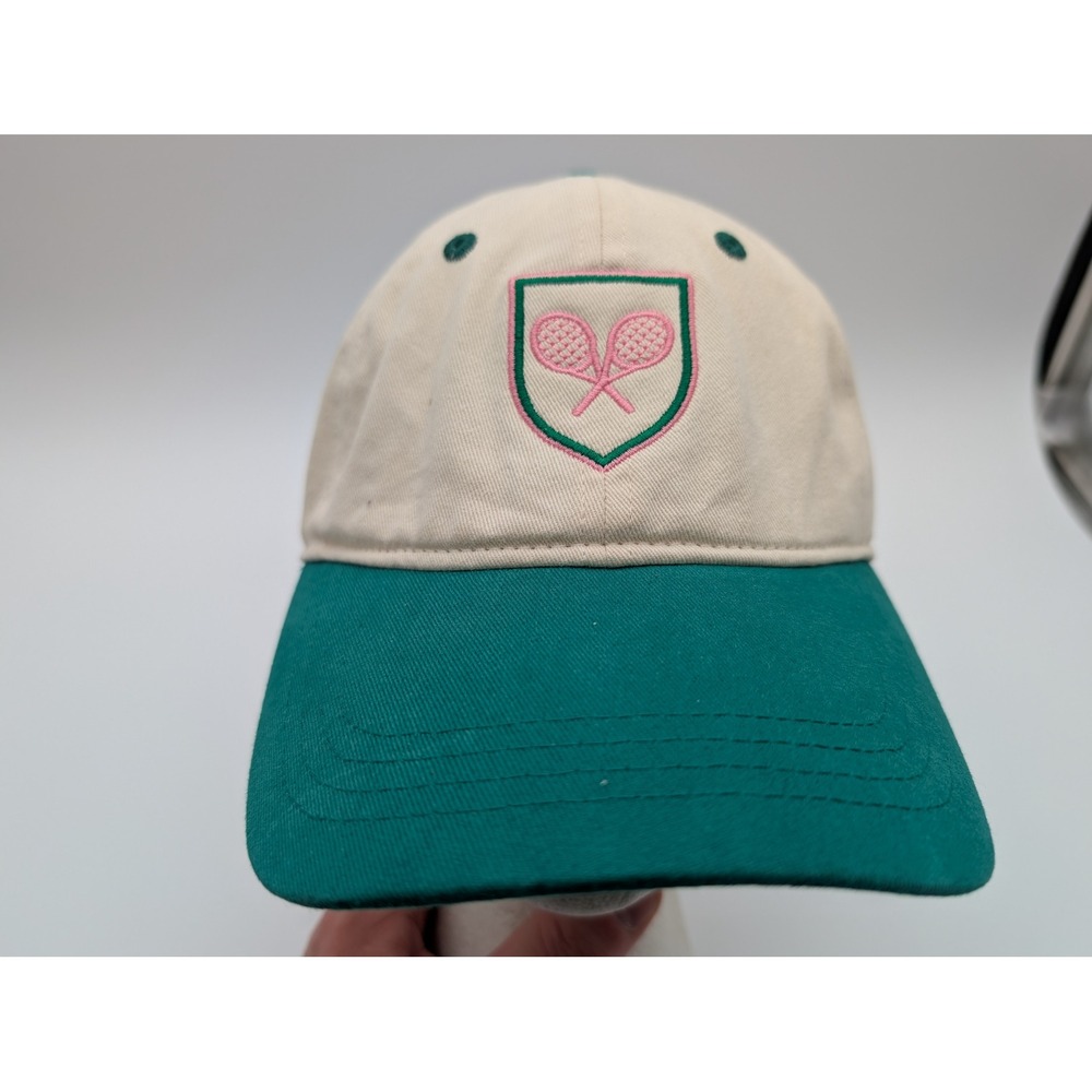 Frasier Sterling Sport Tennis Racket Logo Baseball Cap Cream Green Adjustable